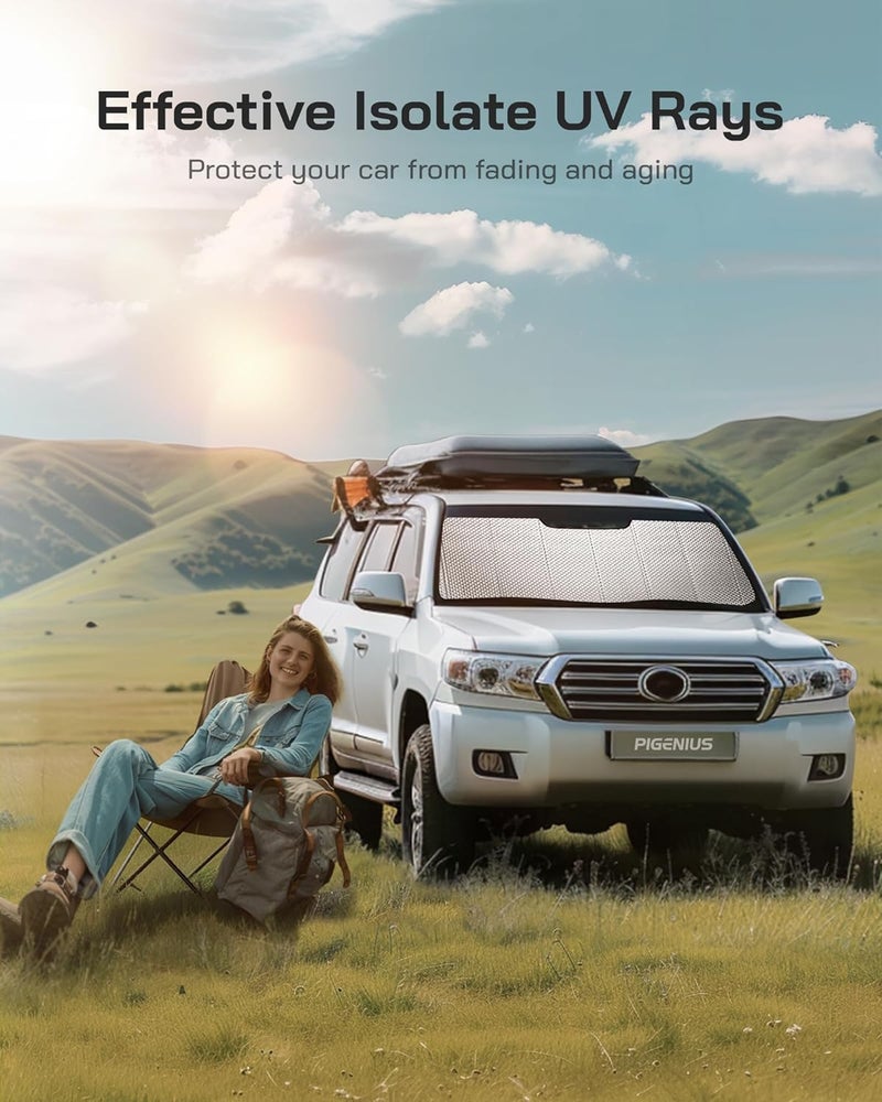 Pigenius Windshield Sun Shade for Dodge Hornet 2023-2025. Reflective Aluminum Film Front Window Sunshade - BLAZBLOCK - Image 4